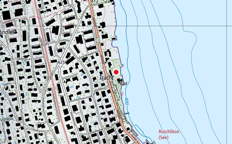 Mappa con la posizione di Seebad Rüschlikon (Centro sportivo)