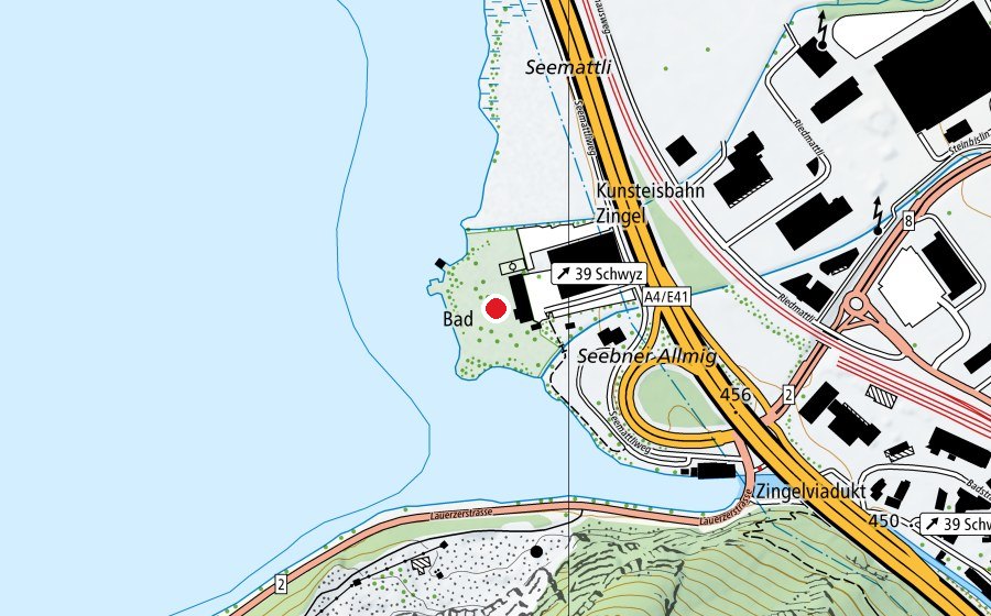 Map showing the location of Seebad Seewen (Sports centre)