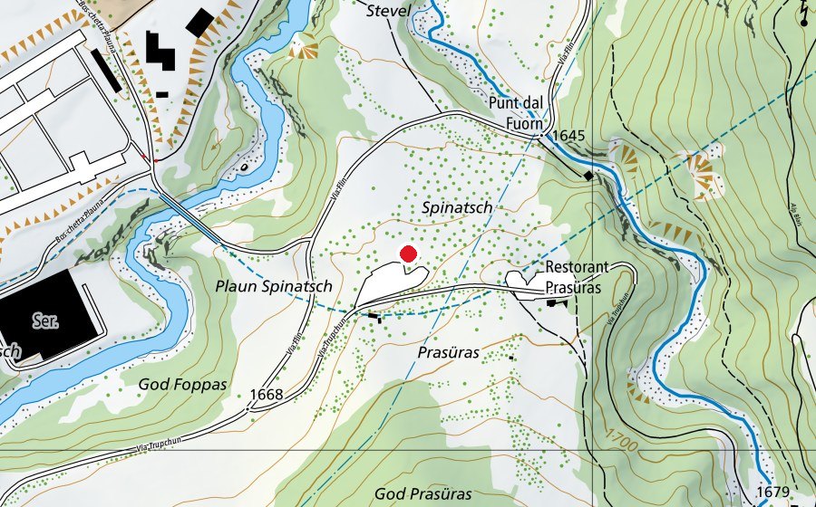 Map showing the location of Seilpark ParcAlpin (Sports centre)