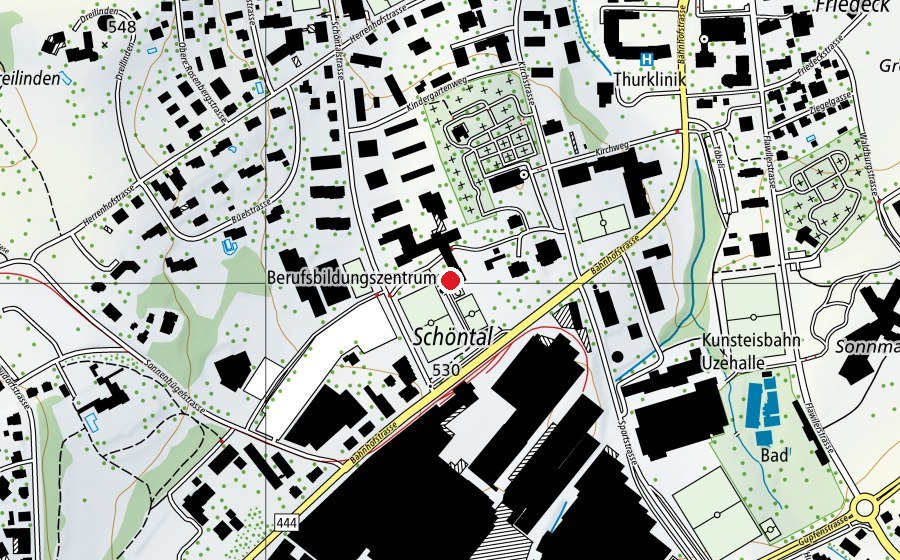 Carte indiquant l’emplacement de Sek Turnhalle (Centre sportif)