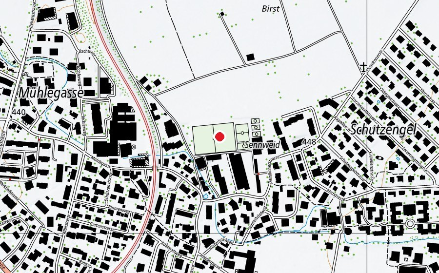 Carte indiquant l’emplacement de Sennweid (Centre sportif)