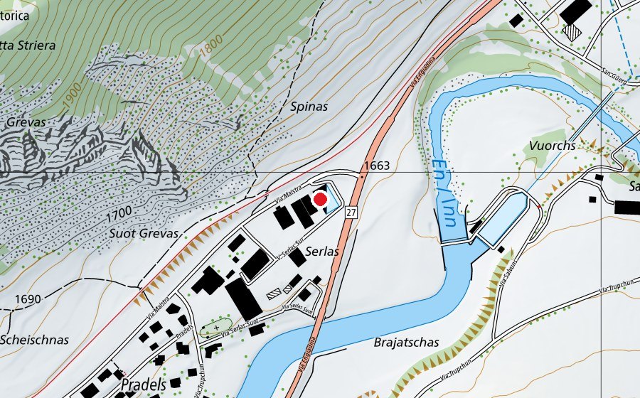 Map showing the location of Serlas Parc (Sports centre)