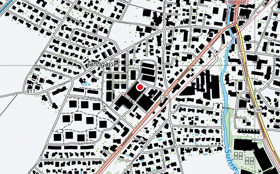 Map showing the location of Shooting-Inn Oberentfelden (Sports centre)
