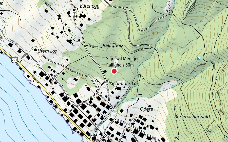 Mappa con la posizione di Sigriswil Merligen Ralligholz 50 m (Centro sportivo)