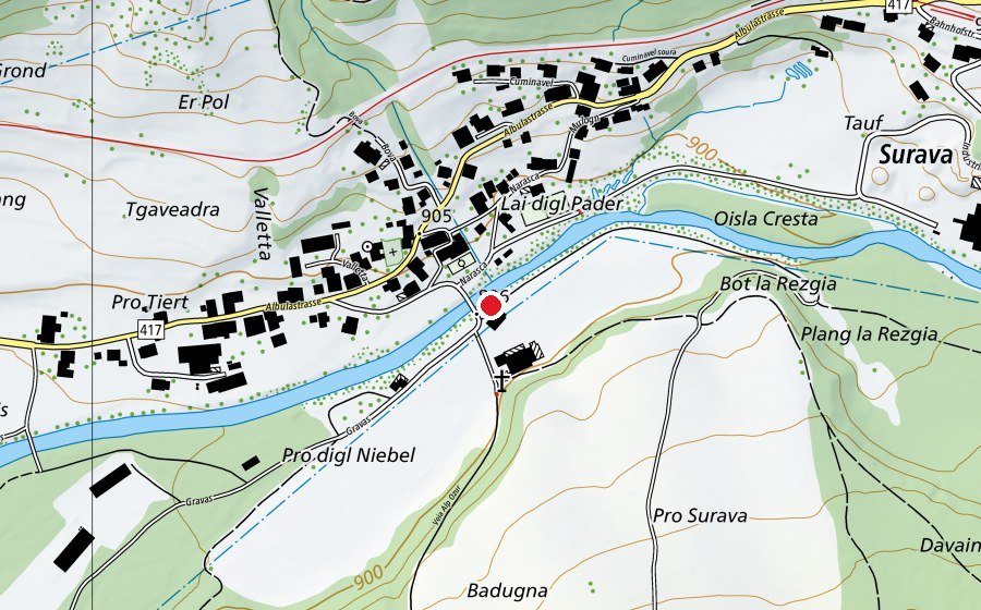 Map showing the location of Skateline Albula (Sports centre)