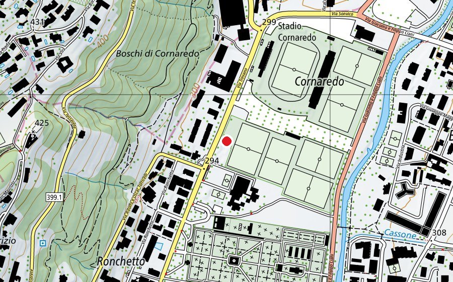 Map showing the location of SkatePark Lugano (Sports centre)