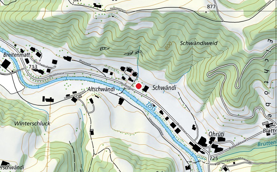 Mappa con la posizione di Skilift AG Steg im Tösstal (Centro sportivo)
