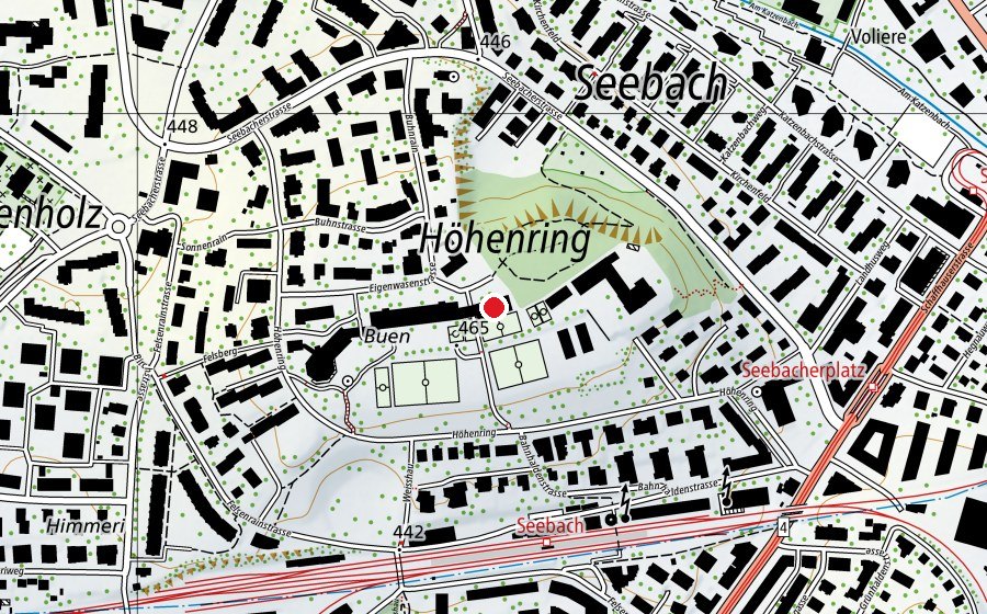 Carte indiquant l’emplacement de Sport-/Turnhalle Buhnrain (Centre sportif)