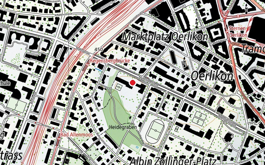 Mappa con la posizione di Sport-/Turnhalle Gubler A (Centro sportivo)
