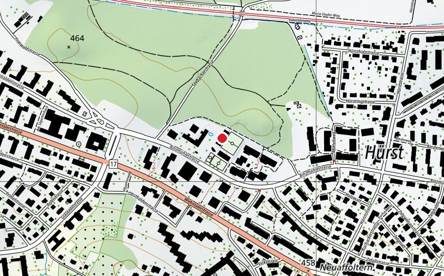 Mappa con la posizione di Sport-/Turnhalle Hürstholz (Centro sportivo)