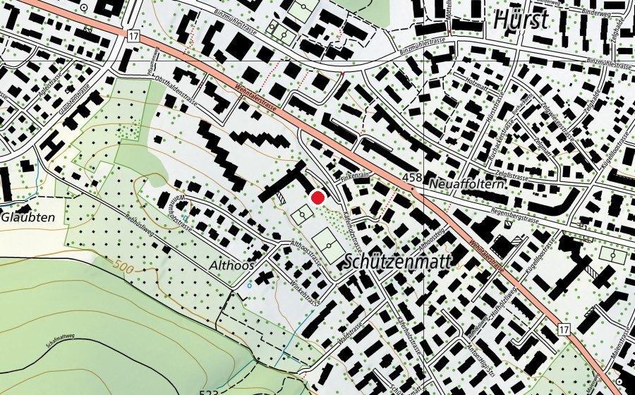 Carte indiquant l’emplacement de Sport-/Turnhalle Käferholz (Centre sportif)