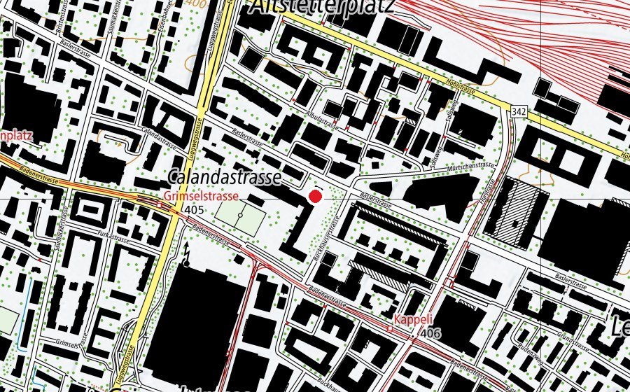 Carte indiquant l’emplacement de Sport-/Turnhalle Kappeli (Centre sportif)