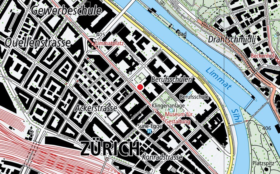 Mappa con la posizione di Sport-/Turnhalle Limmat A+B (Centro sportivo)