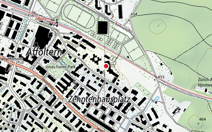 Carte indiquant l’emplacement de Sport-/Turnhalle Riedenhalden (Centre sportif)