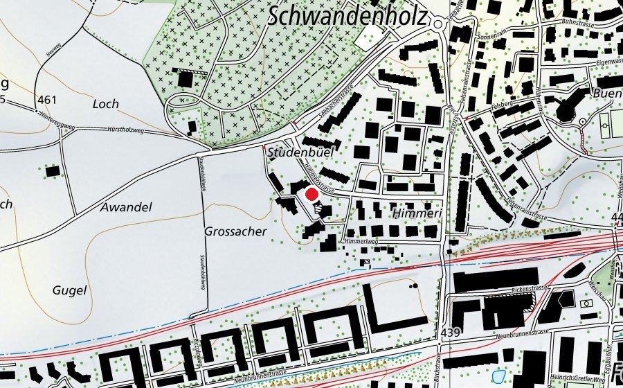 Carte indiquant l’emplacement de Sport-/Turnhalle Staudenbühl (Centre sportif)