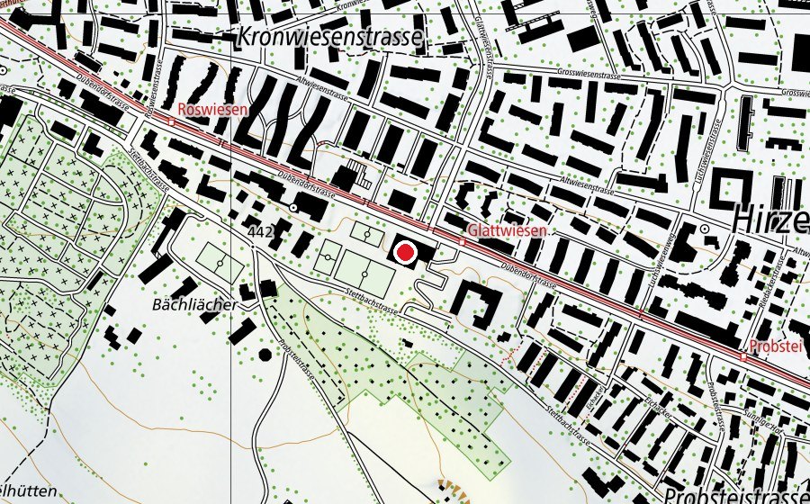 Karte mit dem Standort von Sport-/Turnhalle Stettbach (Sportanlage)