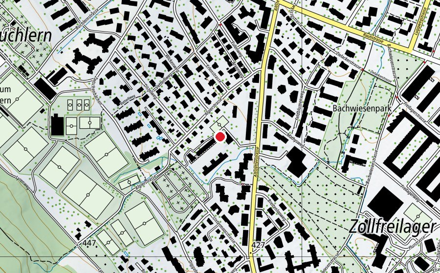 Carte indiquant l’emplacement de Sport-/Turnhalle Untermoos (Centre sportif)