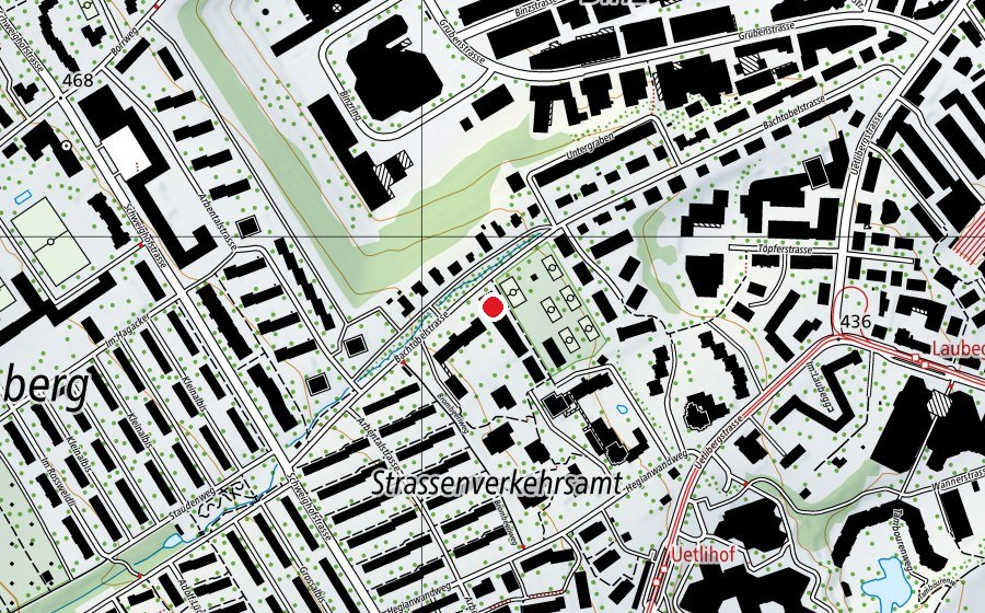 Mappa con la posizione di Sport- und Turnhalle Bachtobel (Centro sportivo)