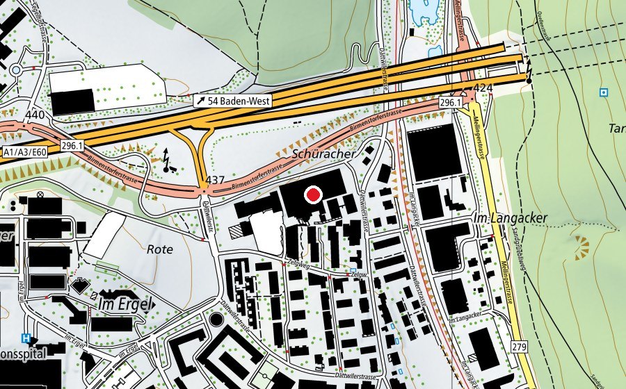 Carte indiquant l’emplacement de Sport World Baregg (Centre sportif)