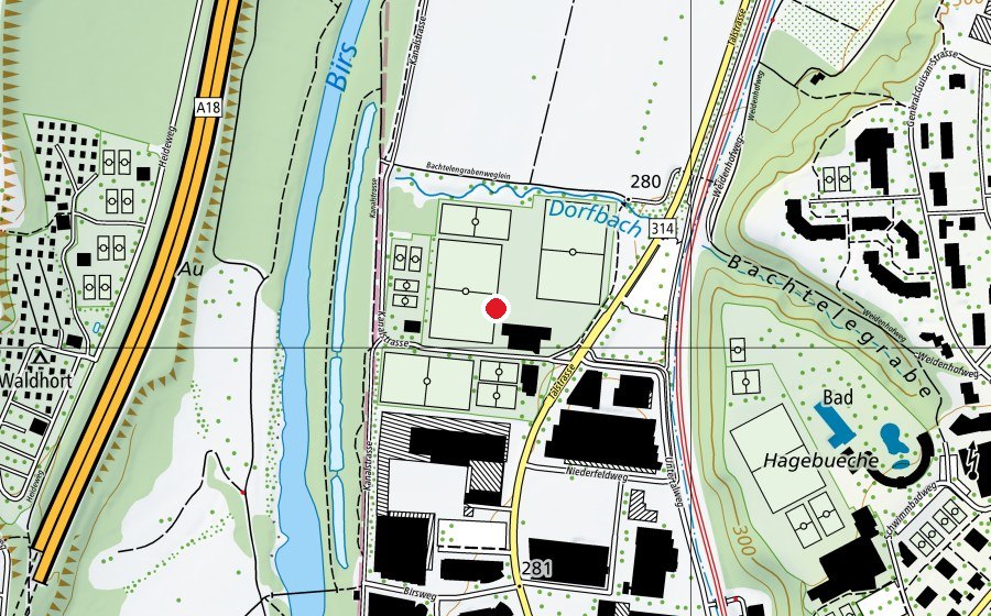 Mappa con la posizione di Sportanlage Arlesheim (Centro sportivo)