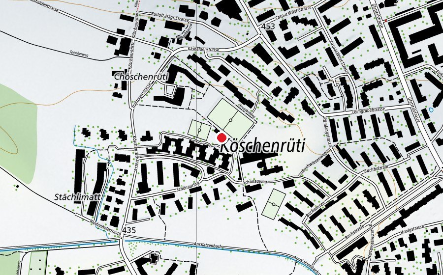 Map showing the location of Sportanlage Buchwiesen (Sports centre)