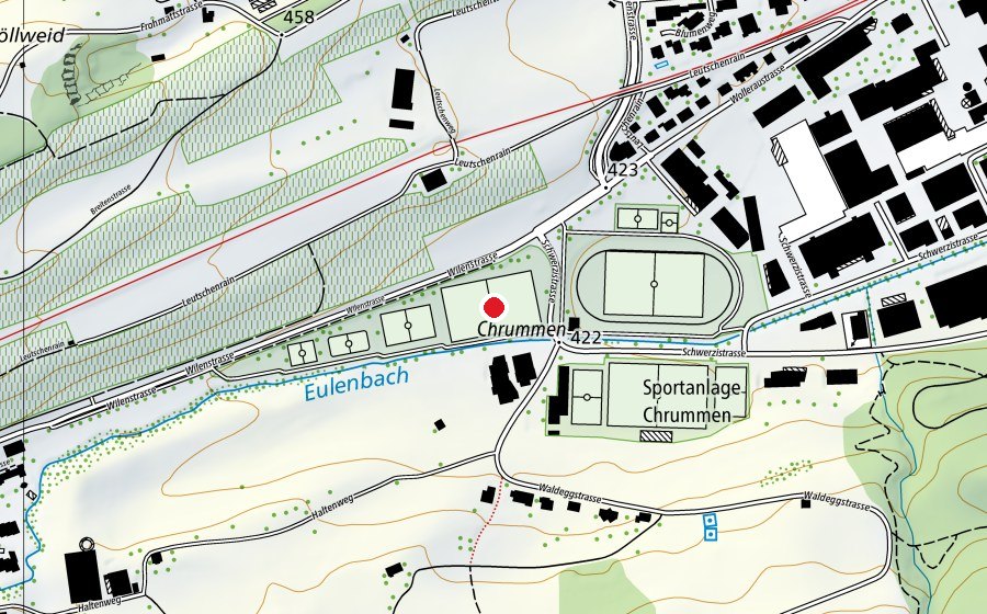 Karte mit dem Standort von Sportanlage Chrummen (Sportanlage)