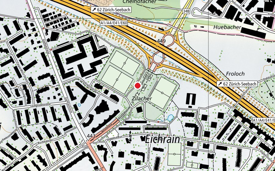 Map showing the location of Sportanlage Eichrain (Sports centre)