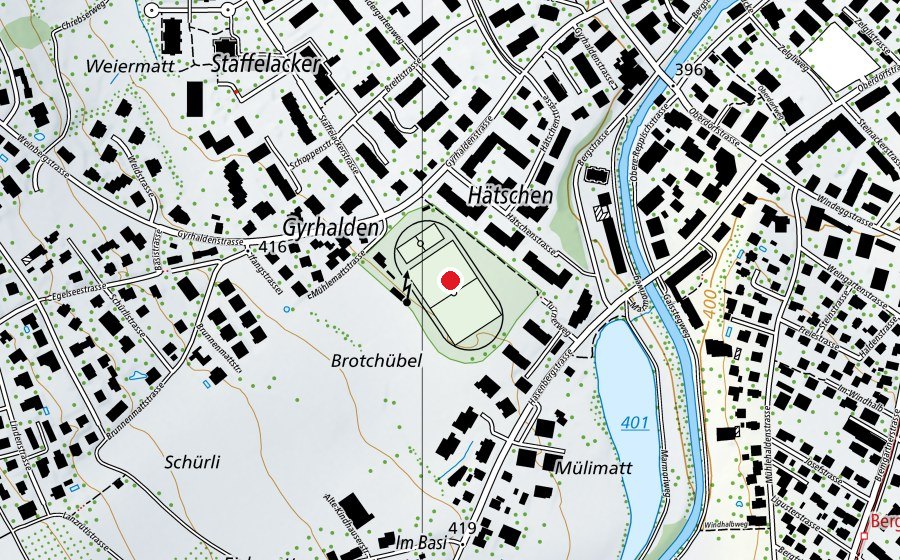 Mappa con la posizione di Sportanlage Hätschen (Centro sportivo)
