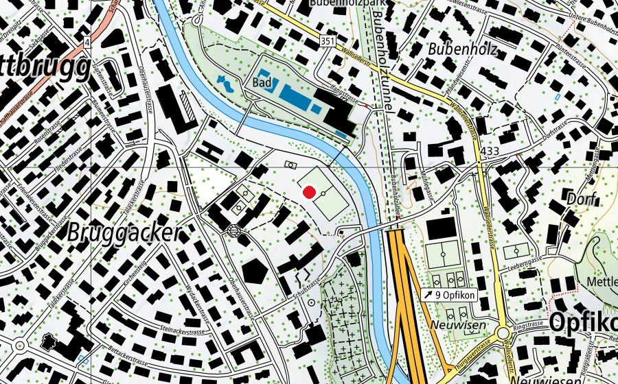 Carte indiquant l’emplacement de Sportanlage Halden Opfikon (Centre sportif)