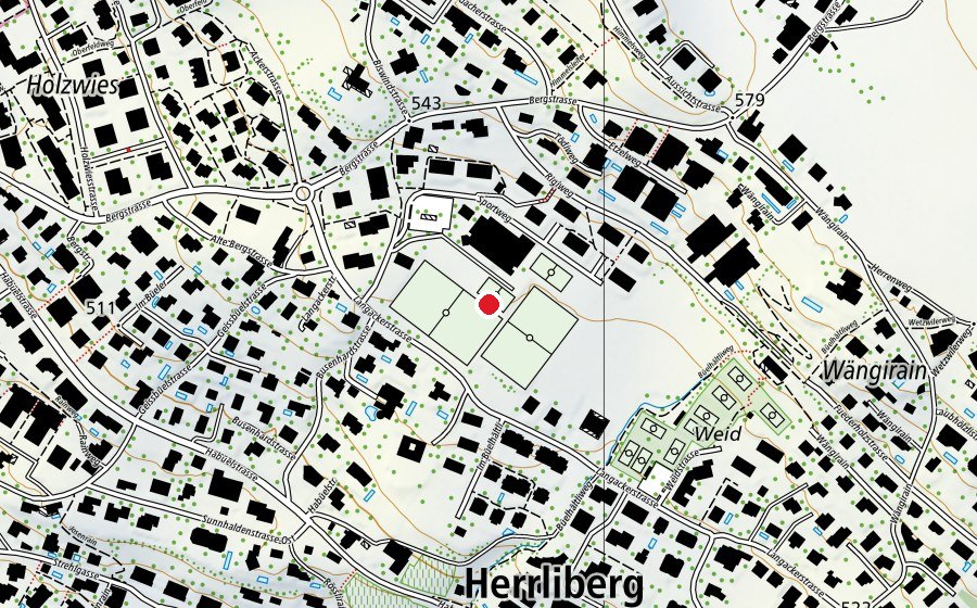 Carte indiquant l’emplacement de Sportanlage Langacker (Centre sportif)