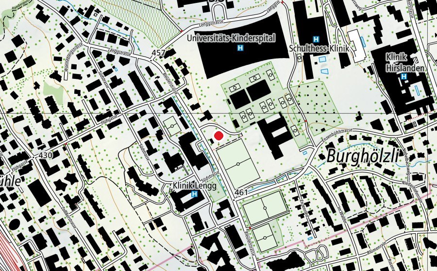Mappa con la posizione di Sportanlage Lengg (Centro sportivo)
