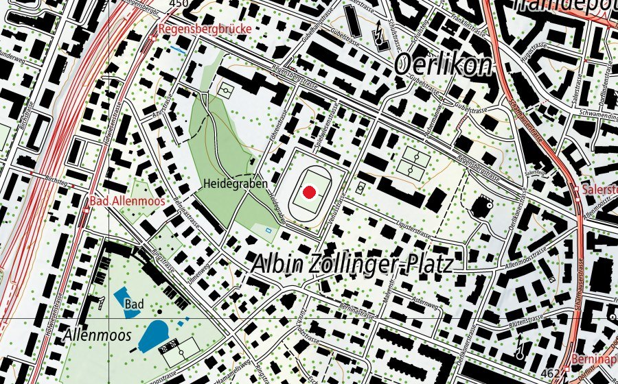 Mappa con la posizione di Sportanlage Liguster (Centro sportivo)