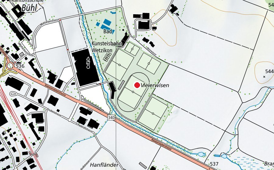 Map showing the location of Sportanlage Meierwiesen (Sports centre)