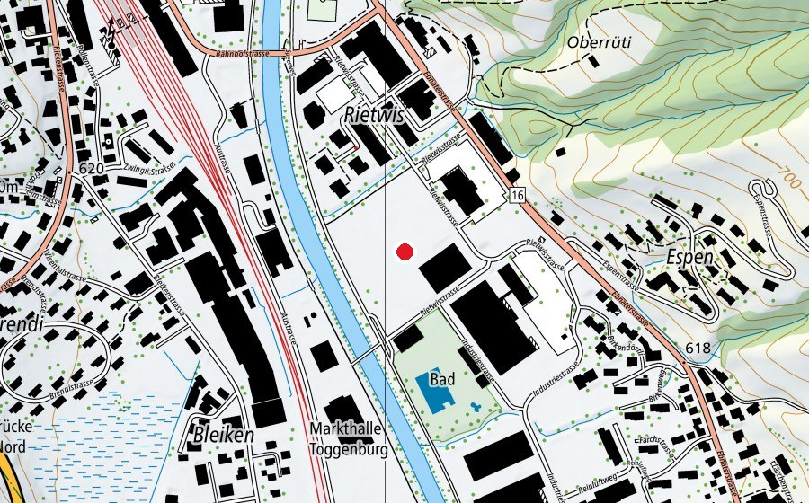 Map showing the location of Sportanlage Rietwis (Sports centre)