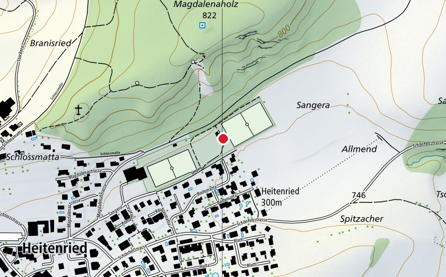 Mappa con la posizione di Sportanlage Sangera (Centro sportivo)