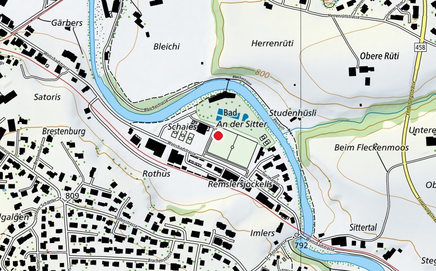 Map showing the location of Sportanlage Schaies (Sports centre)