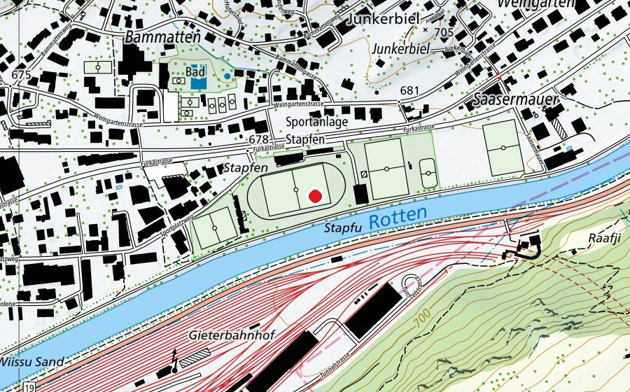 Carte indiquant l’emplacement de Sportanlage Stapfen (Centre sportif)