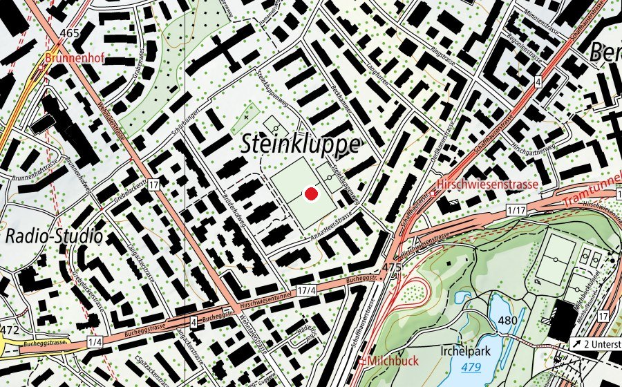 Mappa con la posizione di Sportanlage Steinkluppe (Centro sportivo)