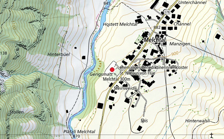 Map showing the location of Sportanlage Stiftung Juvenat (Sports centre)
