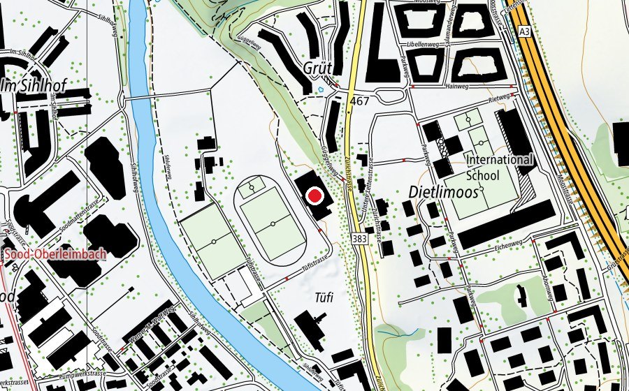 Map showing the location of Sportanlage Tüfi (Sports centre)