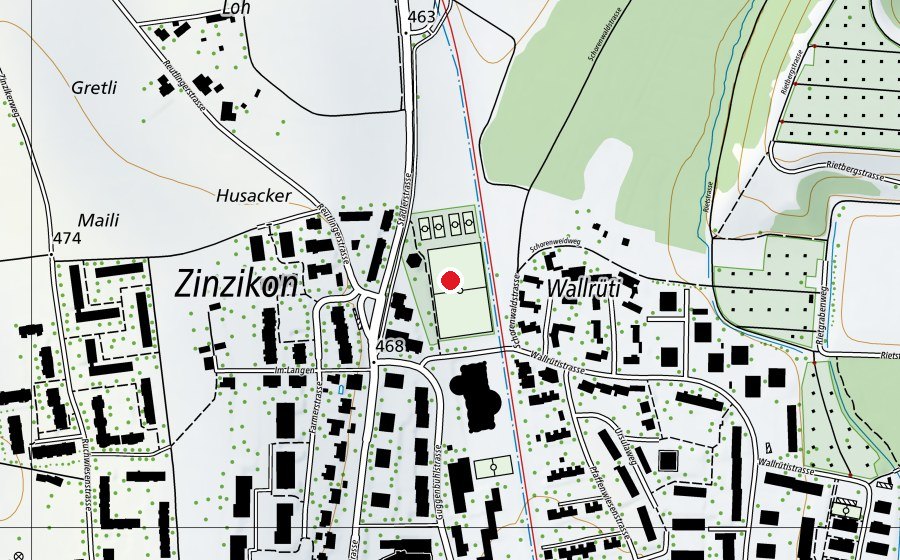Map showing the location of Sportanlage Wallrüti (Sports centre)