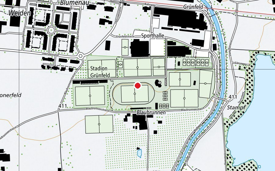 Karte mit dem Standort von Sportcenter Grünfeld (Sportanlage)