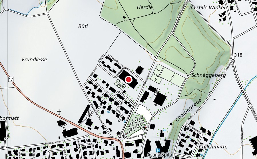 Mappa con la posizione di Sportcenter Leuggern (Centro sportivo)