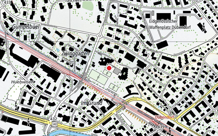 Mappa con la posizione di Sporthalle 1 (Centro sportivo)
