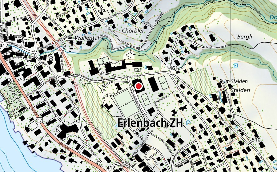 Carte indiquant l’emplacement de Sporthalle Allmendli (Centre sportif)