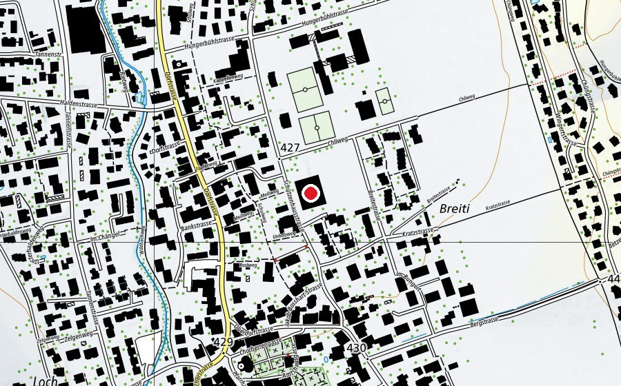 Map showing the location of Sporthalle Breite (Sports centre)