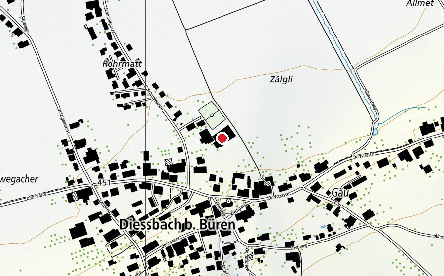 Mappa con la posizione di Sporthalle Diessbach (Centro sportivo)