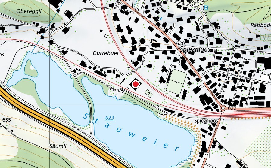 Map showing the location of Sporthalle Dürrenbühl (Sports centre)
