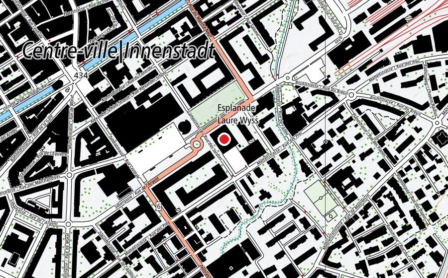 Karte mit dem Standort von Sporthalle Esplanade (Sportanlage)