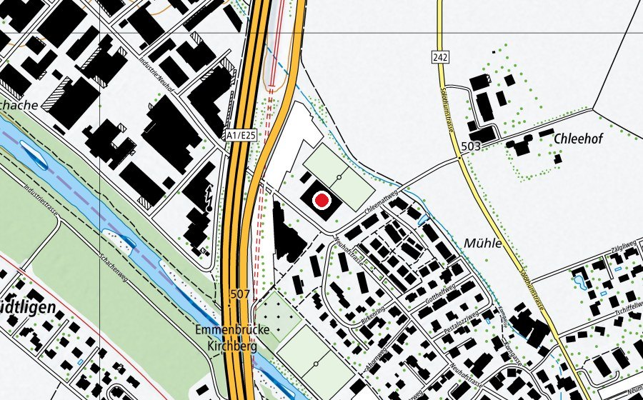 Karte mit dem Standort von Sporthalle Grossmatt (Sportanlage)